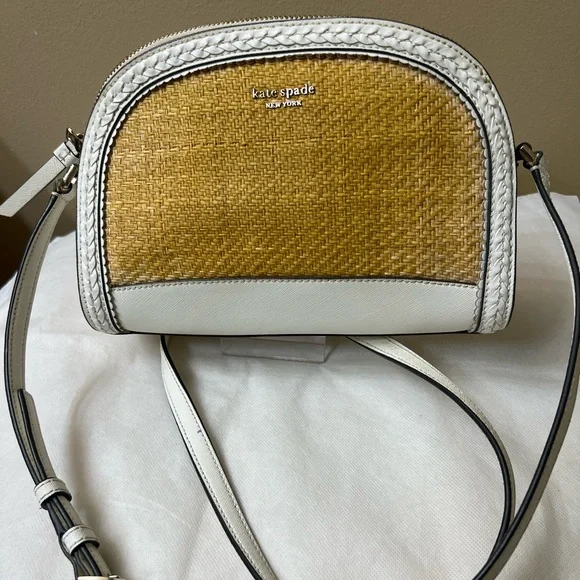 Kate Spade Woven / leather Crossbody GUC - Picture 3 of 13